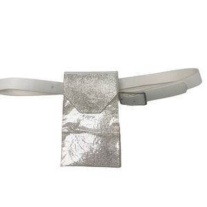 White Bling Cellphone Belt Bag